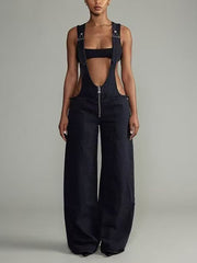 Sexy Denim Overalls Adjustable Strap Jumpsuit
