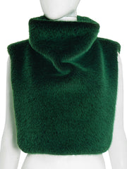 Sexy Faux Fur Side Split Sleeveless Top