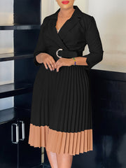 Retro Business Office Fit Mid-Calf A-Line Dress