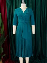 Fashion Lapel Neck Pleated Hem Slim Dress