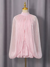 Elegant Fashion Glossy Cape And Mini Dress Set