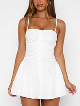 Sexy Front Button Design Spaghetti Strap Dress