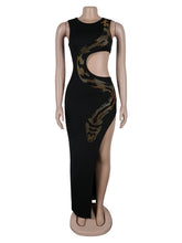 Hollow Snake Shaped Rhinestone Split Hip Dress