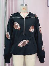 Fashion Sequin Rugby Half Zip Hoodie