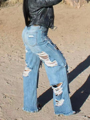 Casual Distressed Ripped Straight Jeans