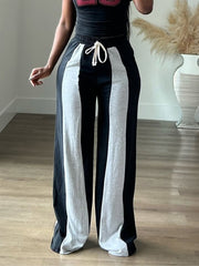 Casual Drawstring Waist Loose Colorblock Sweatpants