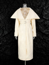 Fashion Woolen Big Turndown Collar Belts Long Coat