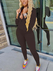 Hooded Zipper Cardigan Tight Pants Sports Casual Set