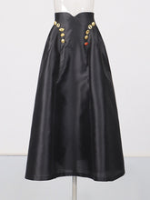 Fashion High Waist Button Embellished Midi Skirt