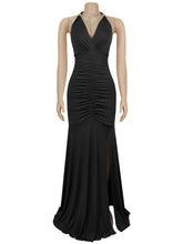 Sexy Backless Slim High Split Halter Maxi Dress