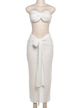 Sexy Knot Lace Crop Tube Top and Pencil Skirt Sets