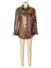 Casual Loose Button Up Sequin Shirt Jacket