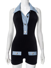 Sexy Backless Lapel Halter Romper