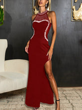 Sexy Sleeveless Rhinestone Slim Split Party Club Dress