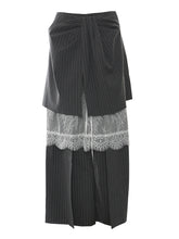 Striped Ruched Split Lace Wide Leg Layered Pants Sets