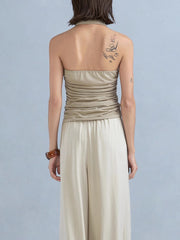 Sexy Halter Neck Ruched Tank Tops