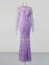 Elegant Chic Embroidery Floral Ruched Maxi Dress