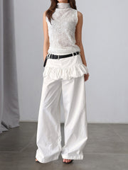 Casual Ruffle Loose Straight Pants