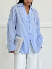 Casual Cross Lace-up Loose Shirt