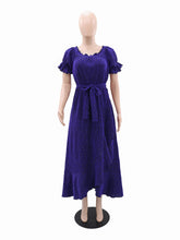 Glitter Off Shoulder Short Sleeve Party Midi Dress