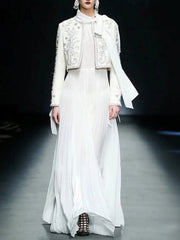 Boutique Rhinestone Embroidered Jacket Sleeveless Dress