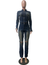 Casual Denim Jacket Straight Jeans Set