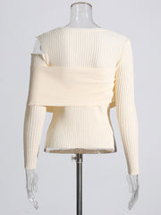 Casual Ribbed Off Shoulder Slim Sweater