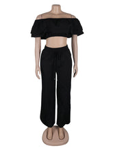 Sexy Off-Shoulder Crop Top And Elastic Waist Pants Set