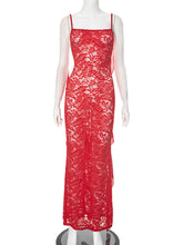 Sexy Backless Lace Streamer Spaghetti Strap Dress