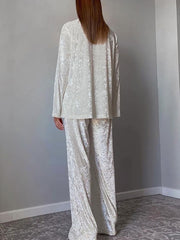 Casual Sleepwear Long Sleeved Long Pants Two-Piece Set