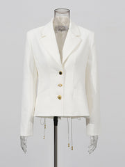 Fashion Solid Back Bandage Slim Blazer