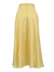 Satin Simple High Waist Half Body Long Skirt