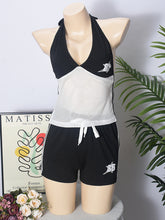 Casual Print Mesh Patchwork Sleeveless Vest Shorts Sets