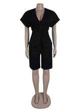 Casual V Neck Button Vest Loose Shorts Set