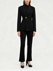 Fashion Slim Blazer Straight Leg Pants Suit