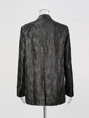 Fashion Folds Pleated Double Breasted Blazer