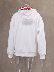 Casual Lips Print Loose Hoodie