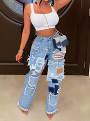 Fashion Washed Slim Ripped Jeans