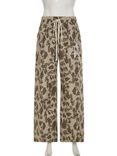 Casual Camo Print Drawstring Baggy Straight Pants