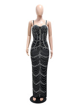 Rhinestone High Split Party Club Maxi Dress