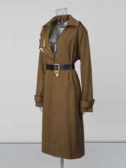 Fashion V Neck Slim Midi Trench Coat