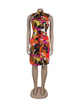 Casual Sleeveless Print Cardigan Dress
