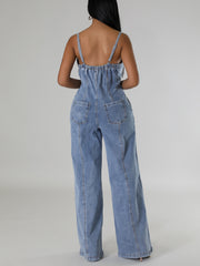 Sexy Spaghetti Strap Denim Jumpsuit