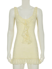 Sexy Ruffle Lace Bodycon Mini Dress