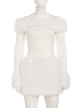 Sexy Off Shoulder Long Sleeve Fluffy Mini Dress