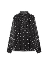 Vintage Tie Neck Polka Dot Slim Blouse