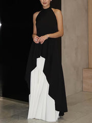 Fashion Sleeveless Layered Halter Gown Set