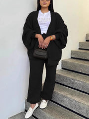 Casual Knit Cardigan Sweater and Pants Set