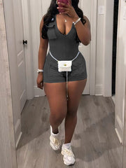 Sexy Sleeveless Ribbed Knit Casual Romper