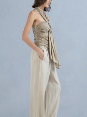 Sexy Halter Neck Ruched Tank Tops